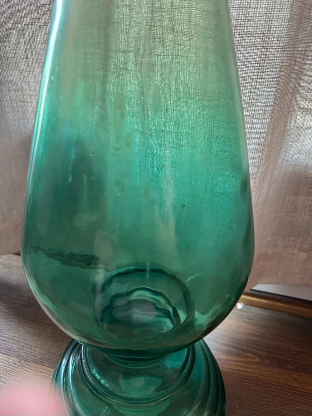 Tall Green Ombre Glass Candle Holder made in Spain 30”